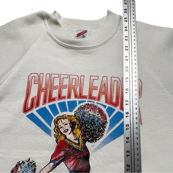 Vintage 90s Cheerleader Pullover Sweatshirt Jerzees Medium Flaws - Picture 6 of 7